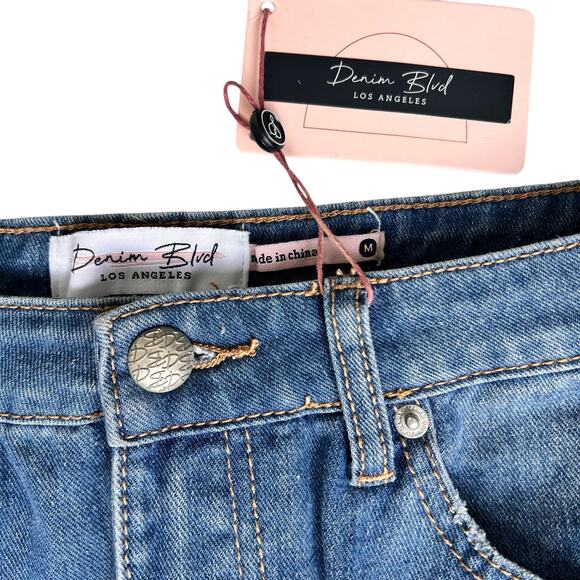 NEW Denim Distressed Jeans Mini Skirt Women's Medium Sequins Casual Grunge Sexy - Picture 2 of 8